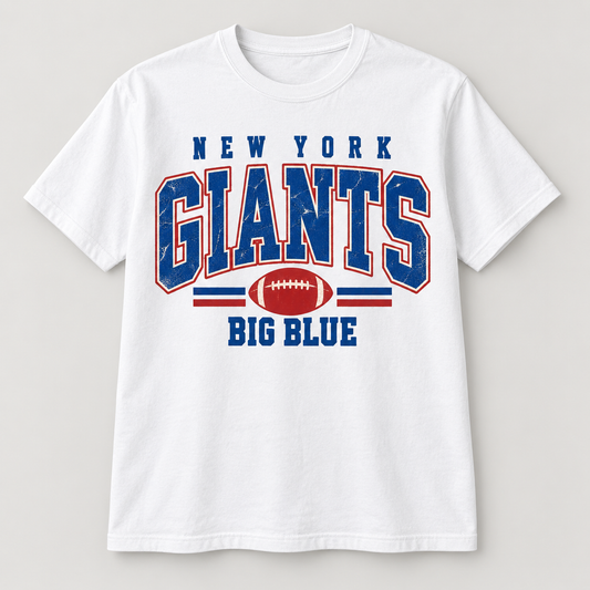 New York Giants Vintage Gridiron Men's / Unisex T-Shirt in White, front view