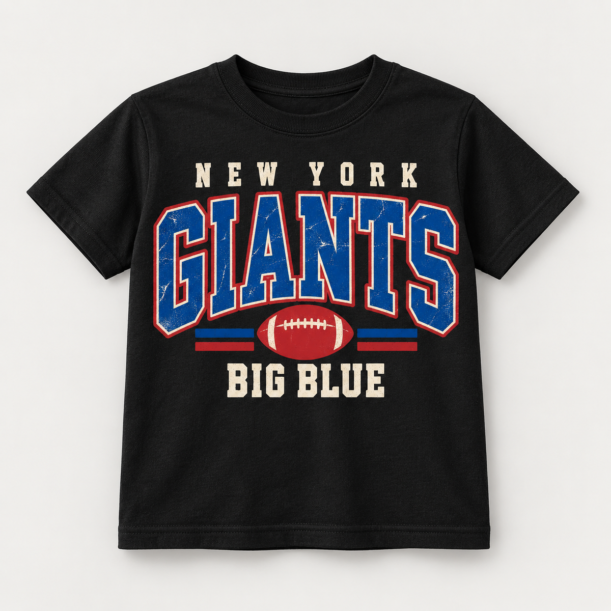 New York Giants Vintage Gridiron Youth T-Shirt in Black, front view