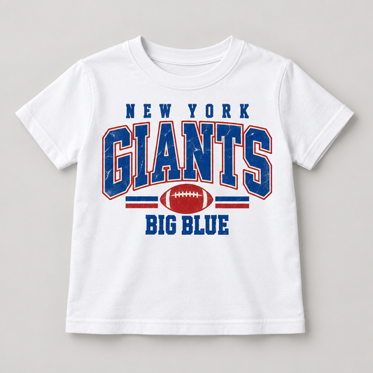 New York Giants Vintage Gridiron Youth T-Shirt in White, front view