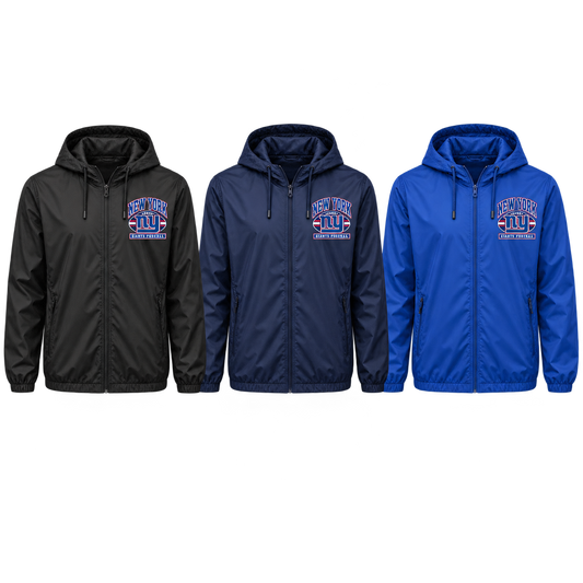 New York Giants Youth Heritage Crest Windbreaker in Black, Navy, Royal Blue