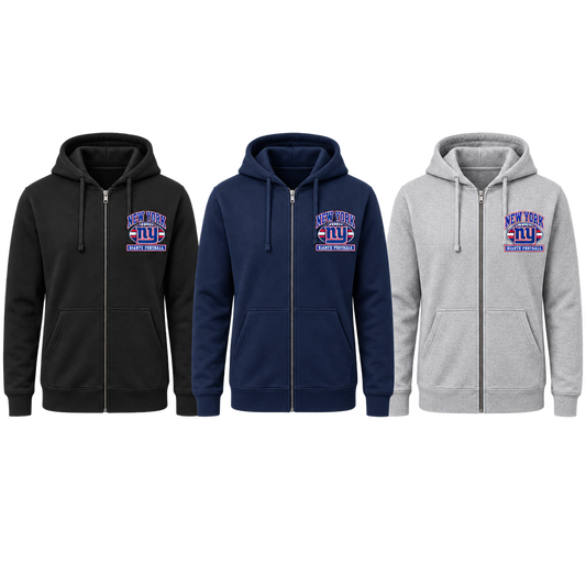 New York Giants Youth Heritage Crest Full-Zip Hoodie in Black, Navy, Sport Gray