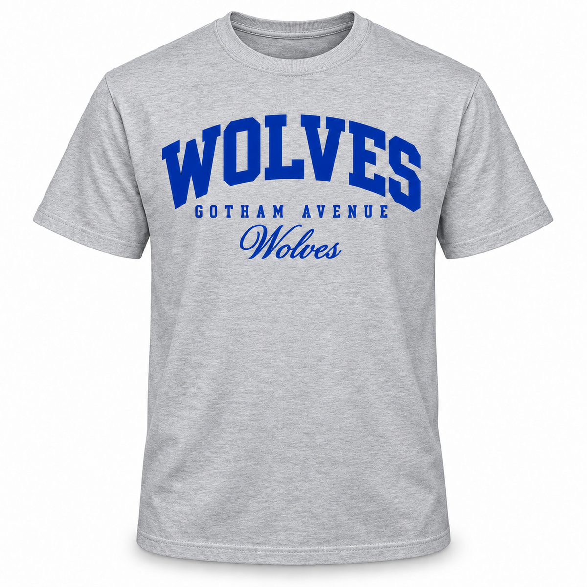 Gotham Avenue Wolves Collegiate Script Tee — Heather Gray