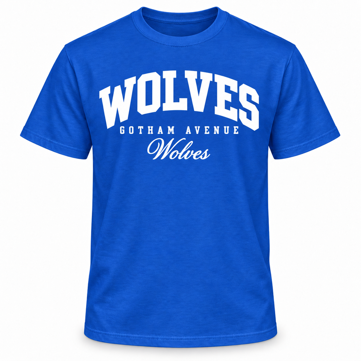 Gotham Avenue Wolves Collegiate Script Tee — Royal Blue