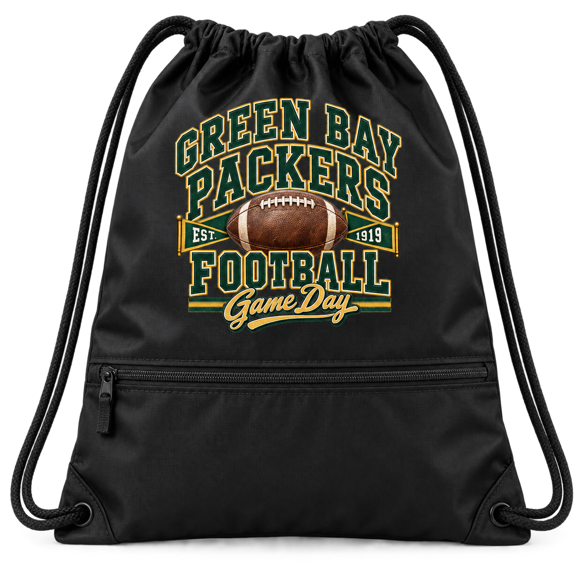 Green Bay Packers Zip-Pocket Drawstring Bag — product thumbnail