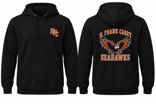 H. FRANK CAREY SEAHAWKS black hoodie front and back
