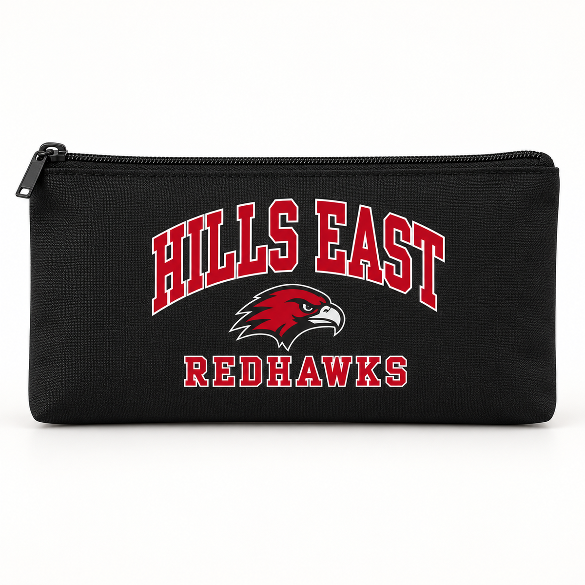 Half Hollow Hills East RedHawks Campus Zippered Pencil Pouch — Black
