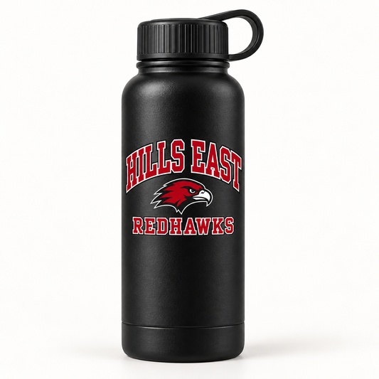 Half Hollow Hills East RedHawks Campus Water Bottle — Black