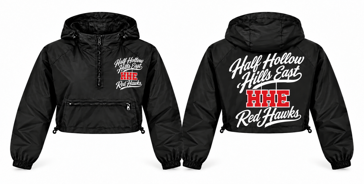 Half Hollow Hills East Red Hawks windbreaker front and back