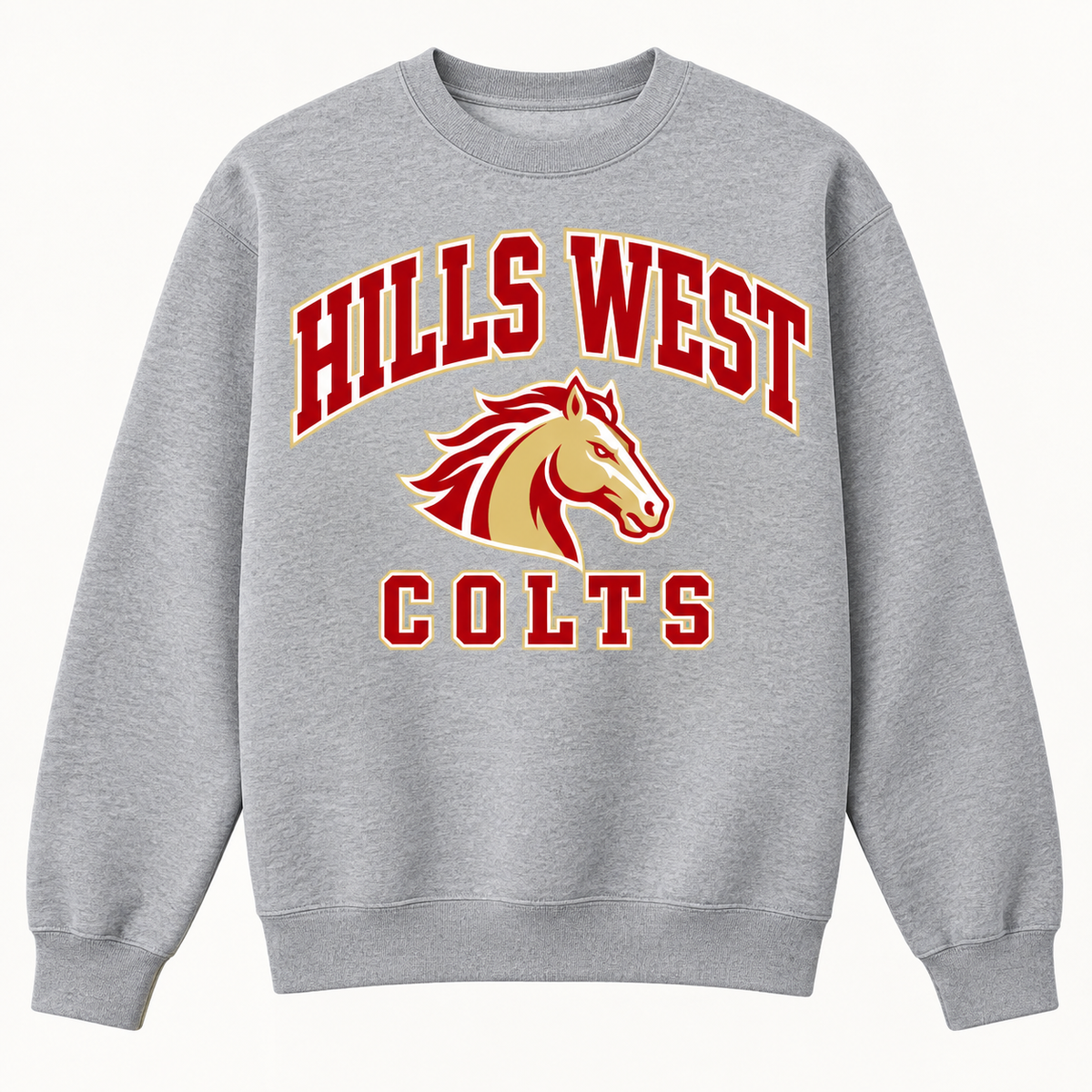 Half Hollow Hills West Colts Campus Crewneck Sweatshirt in Heather Gray