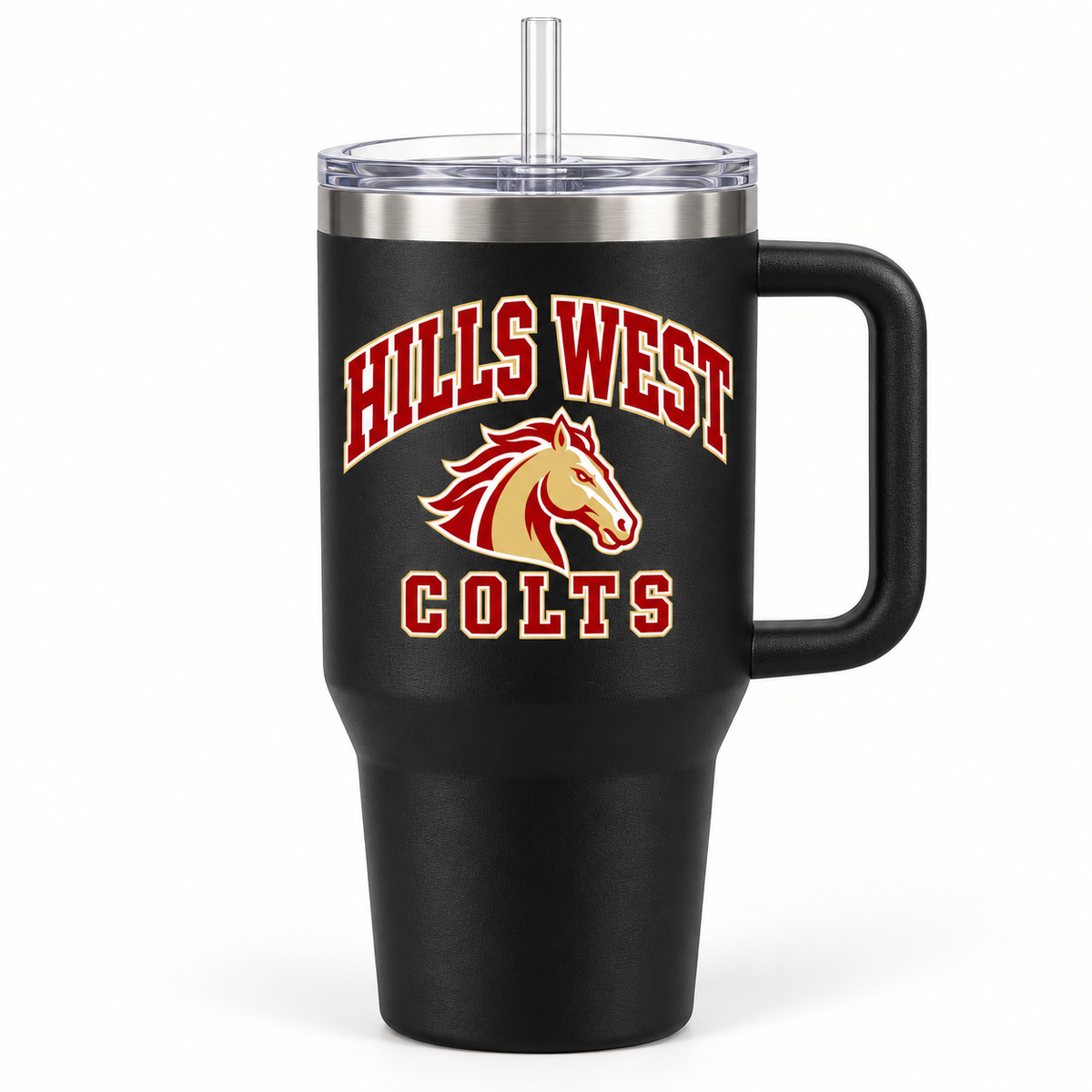 Half Hollow Hills West Colts Campus Handled Tumbler — Black