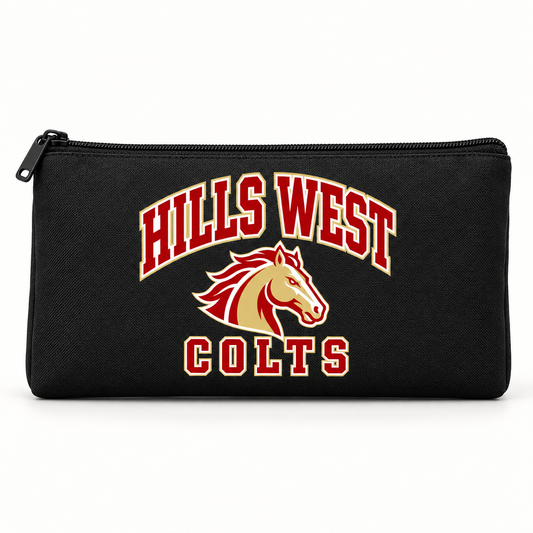 Half Hollow Hills West Colts Campus Zippered Pencil Pouch — Black