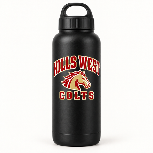 Half Hollow Hills West Colts Campus Water Bottle — Black