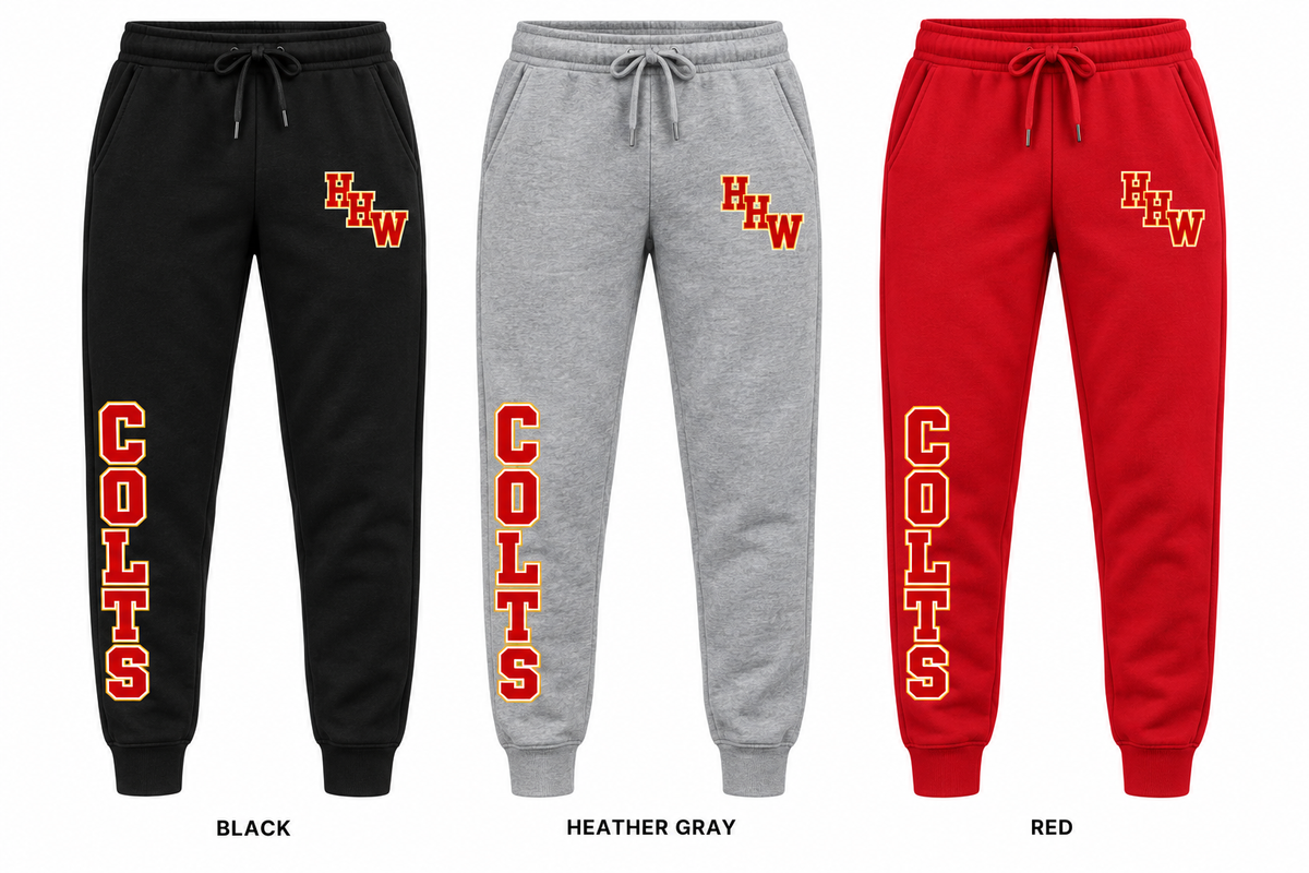 half hollow hills west varsity joggers in Black, Heather Gray and Red
