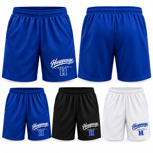 Hauppauge Eagles Youth 7-Inch Pocket Athletic Shorts, Royal Blue, Black, White
