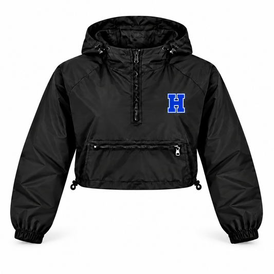 Hauppauge Eagles Women's Script Crop Windbreaker - Front & Back single product front view