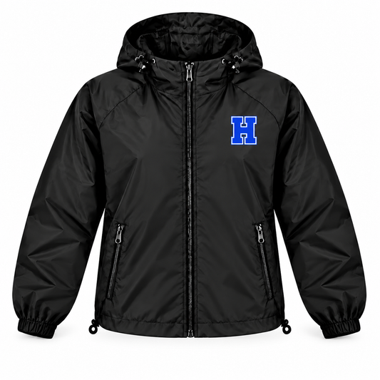 Hauppauge Eagles Adult Full-Zip Hooded Script Windbreaker - Front & Back single product front view