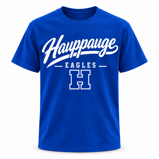 Hauppauge Eagles Signature Script T-Shirt single front view