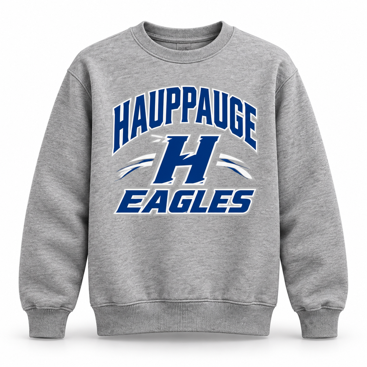 Hauppauge Eagles Youth Athletic Italic Crewneck Sweatshirt Heather Gray