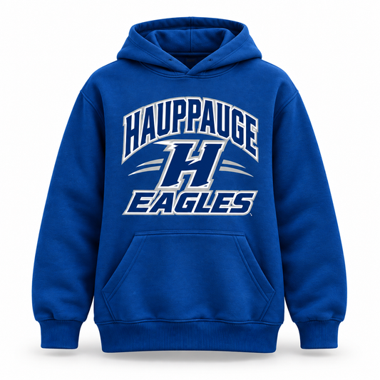 Hauppauge Eagles Youth Athletic Italic Pullover Hoodie Royal Blue