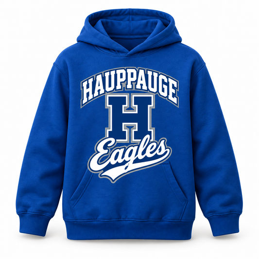 Hauppauge Eagles Youth Classic Varsity Pullover Hoodie Royal Blue