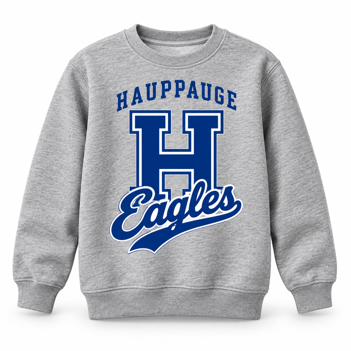 Hauppauge Eagles Youth Heritage H Crewneck Sweatshirt Heather Gray