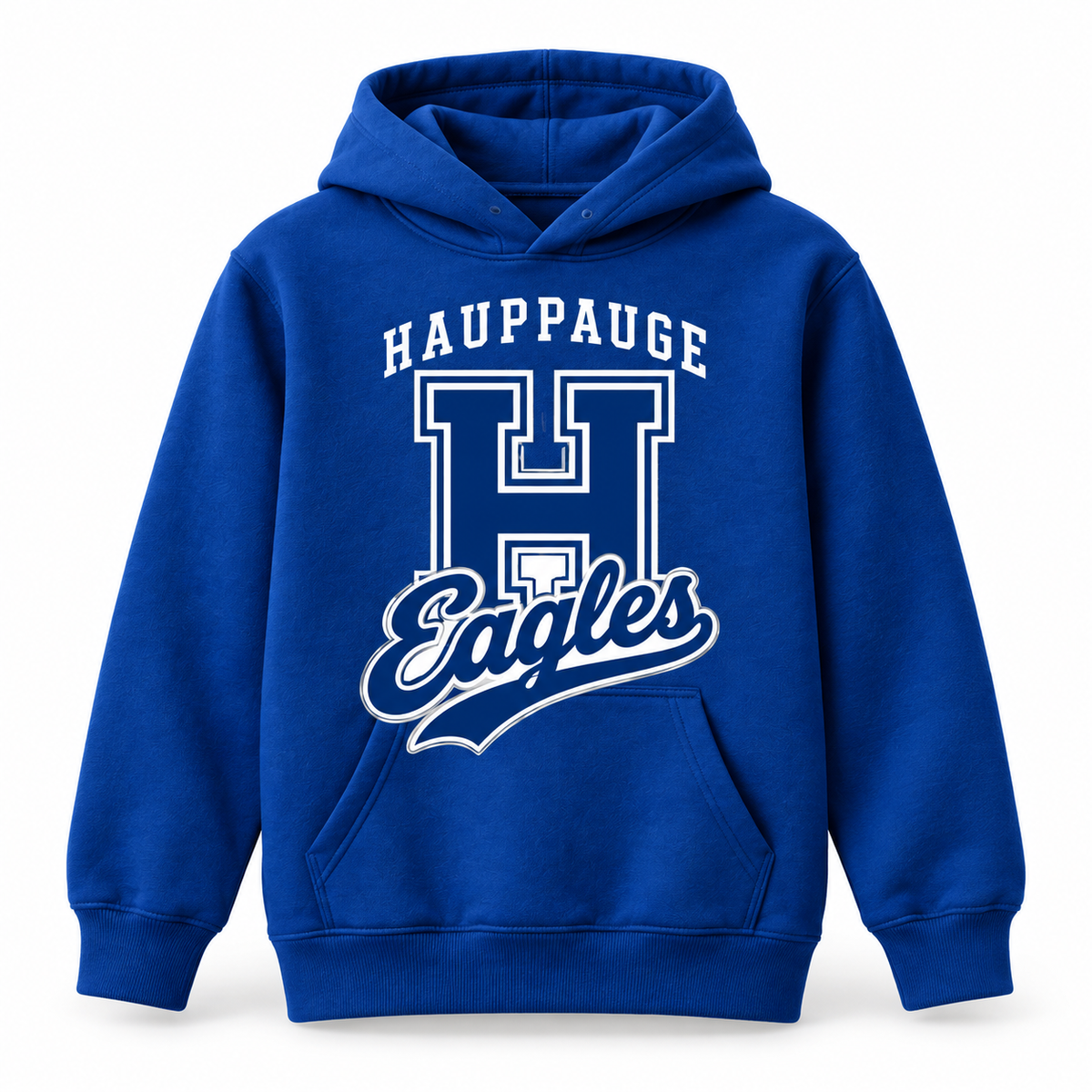 Hauppauge Eagles Youth Heritage H Pullover Hoodie Royal Blue
