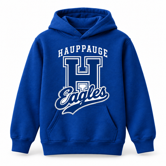 Hauppauge Eagles Youth Heritage H Pullover Hoodie Royal Blue