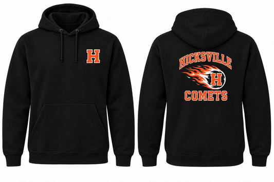 HICKSVILLE COMETS black hoodie front and back