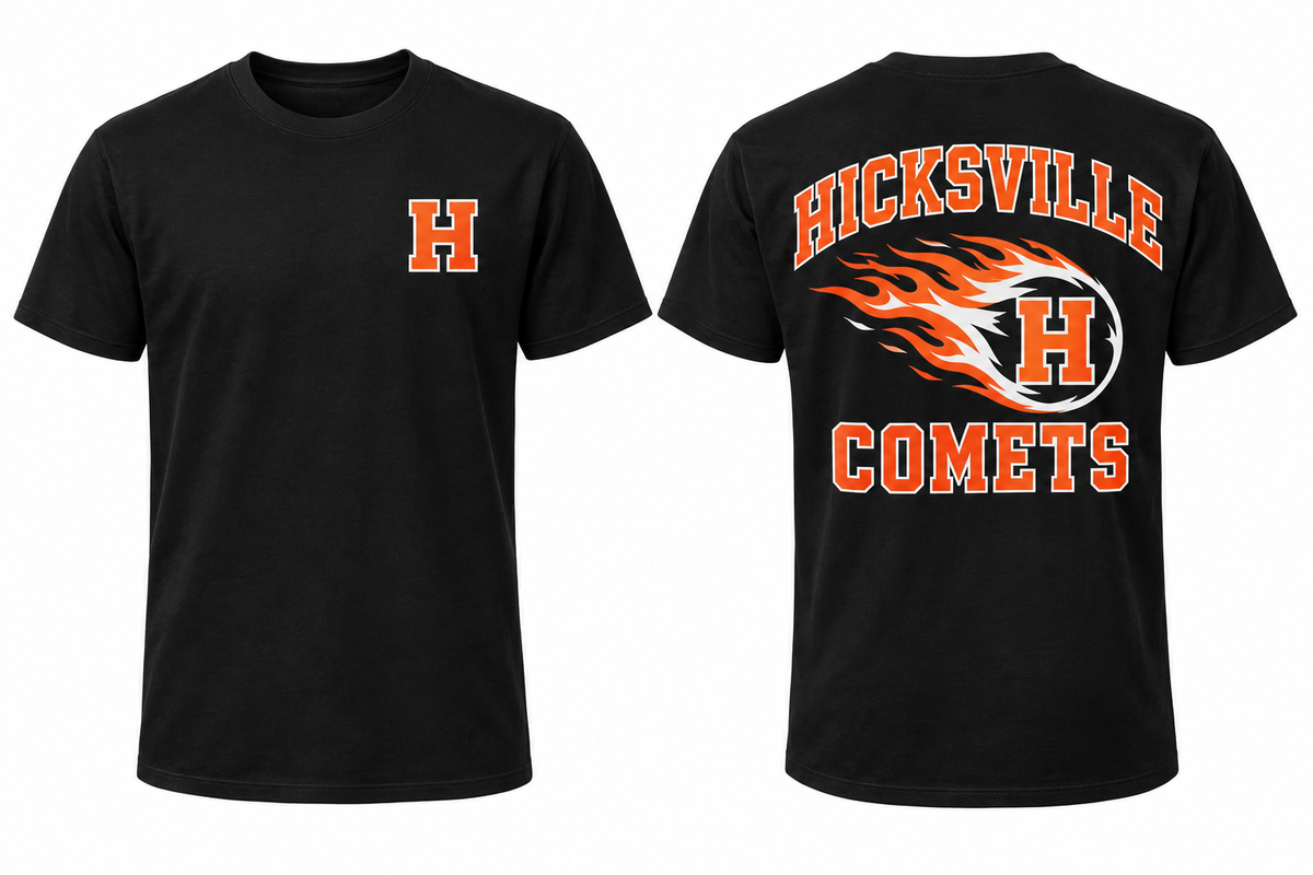 HICKSVILLE COMETS black tee front and back