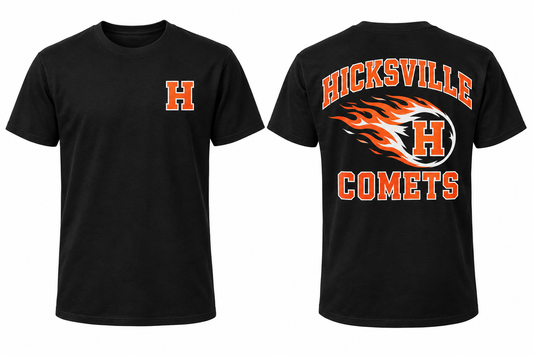 HICKSVILLE COMETS black tee front and back