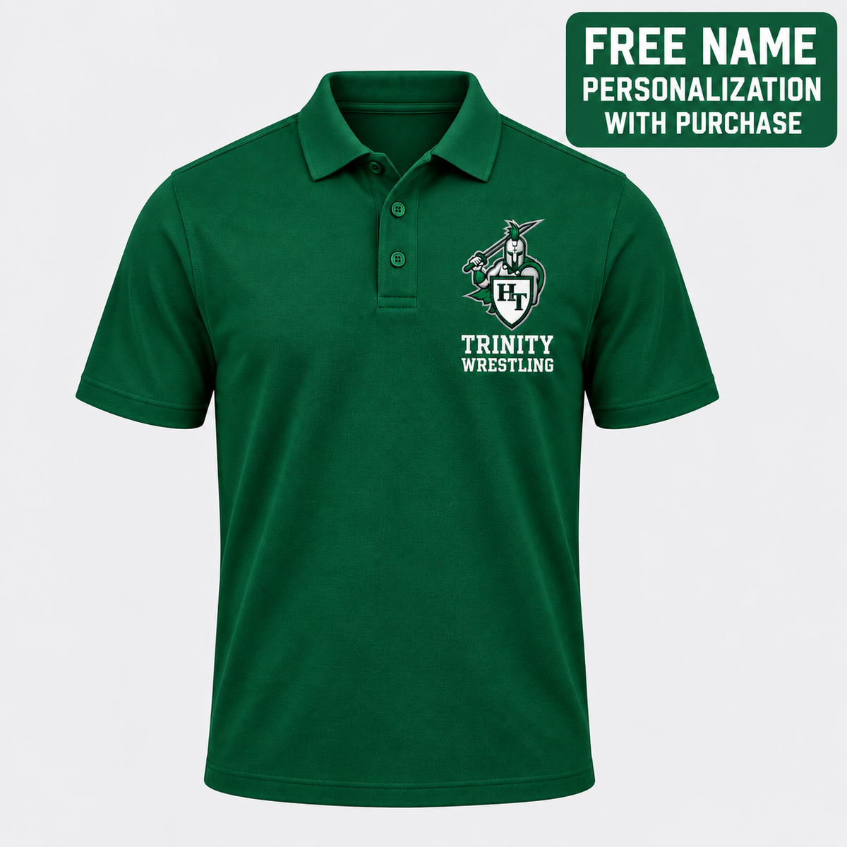 Holy Trinity Wrestling Coaches Cotton Polo with free name personalization offer