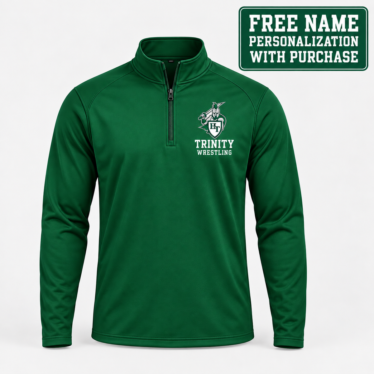 Holy Trinity Wrestling Performance Training Quarter Zip with free name personalization offer