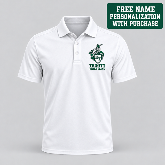 Holy Trinity Wrestling Coaches Performance Polo with free name personalization offer