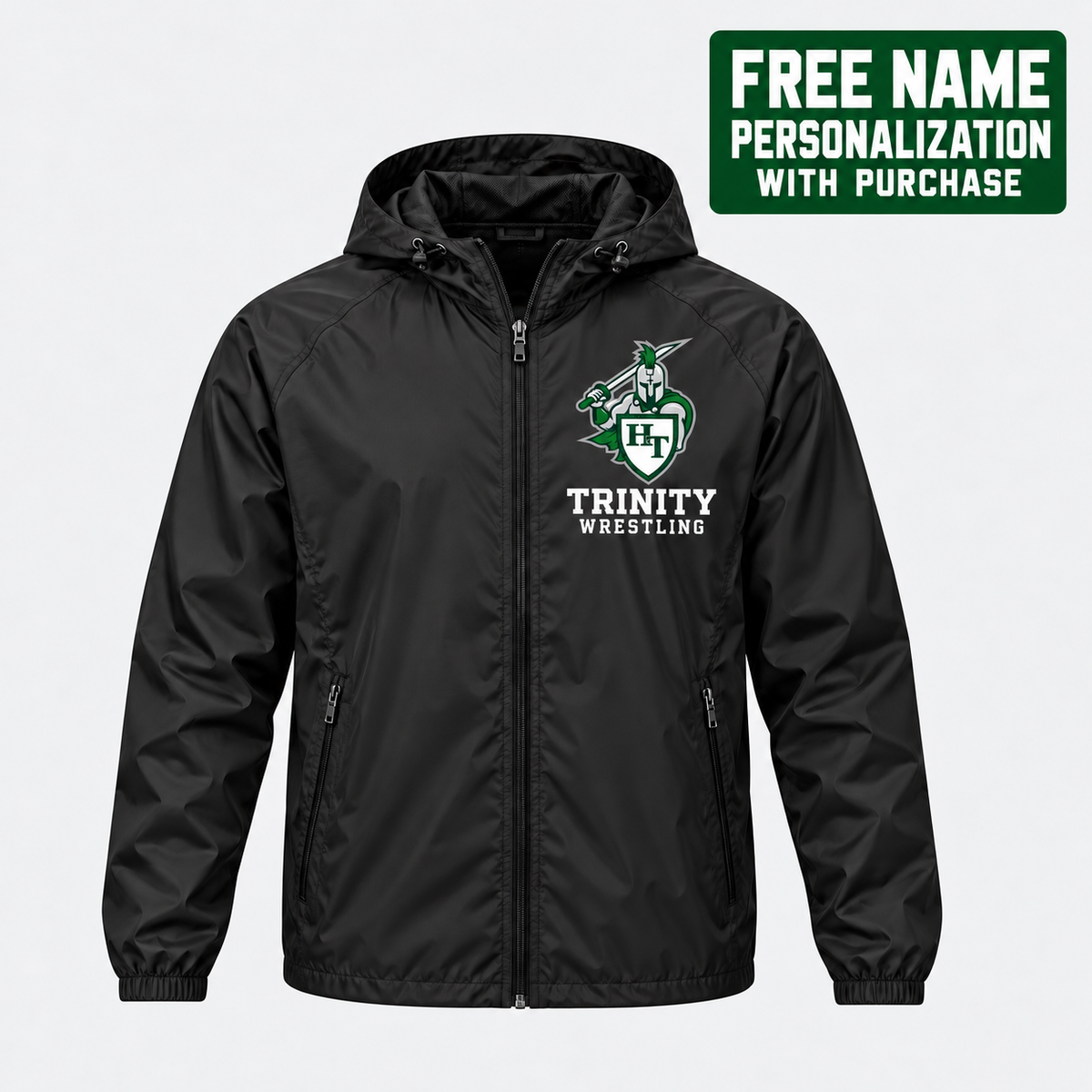 Holy Trinity Wrestling Titans Hooded Full Zip Windbreaker with free name personalization offer