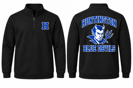 Huntington Varsity Quarter-Zip — Black front and back