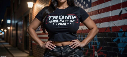 Trump America First 2028 Crop Tee – Bold Patriot Vibes