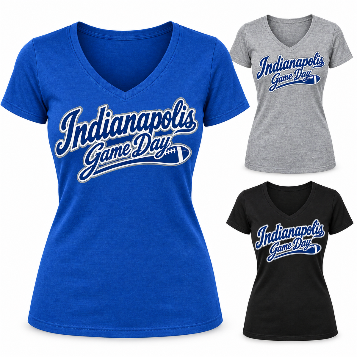 Indianapolis Women's Game Day Script V-Neck T-Shirt — product thumbnail