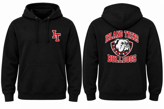 ISLAND TREES BULLDOGS black hoodie front and back