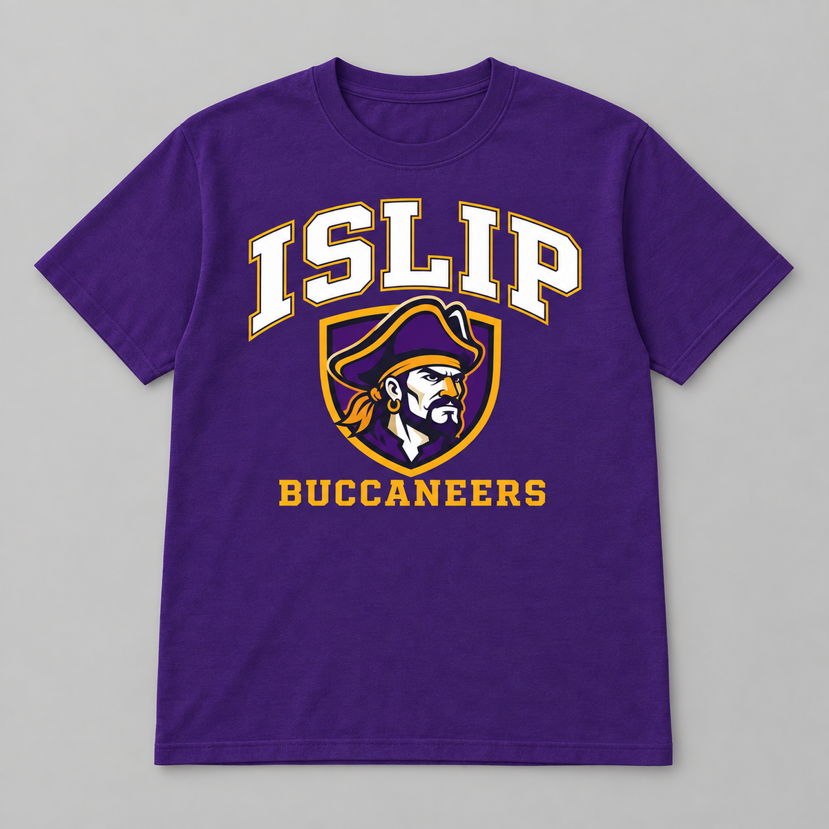 Purple adult Islip Buccaneers captain crest cotton tee