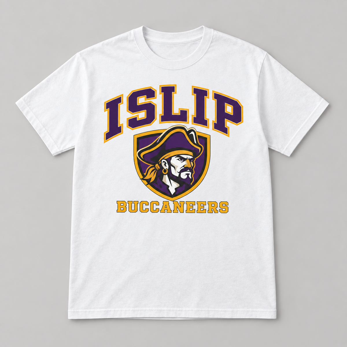 White adult Islip Buccaneers captain crest cotton tee