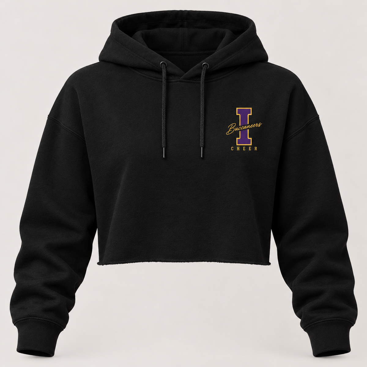 Islip Cheer Women's Heritage I Cropped Hoodie front view in Black