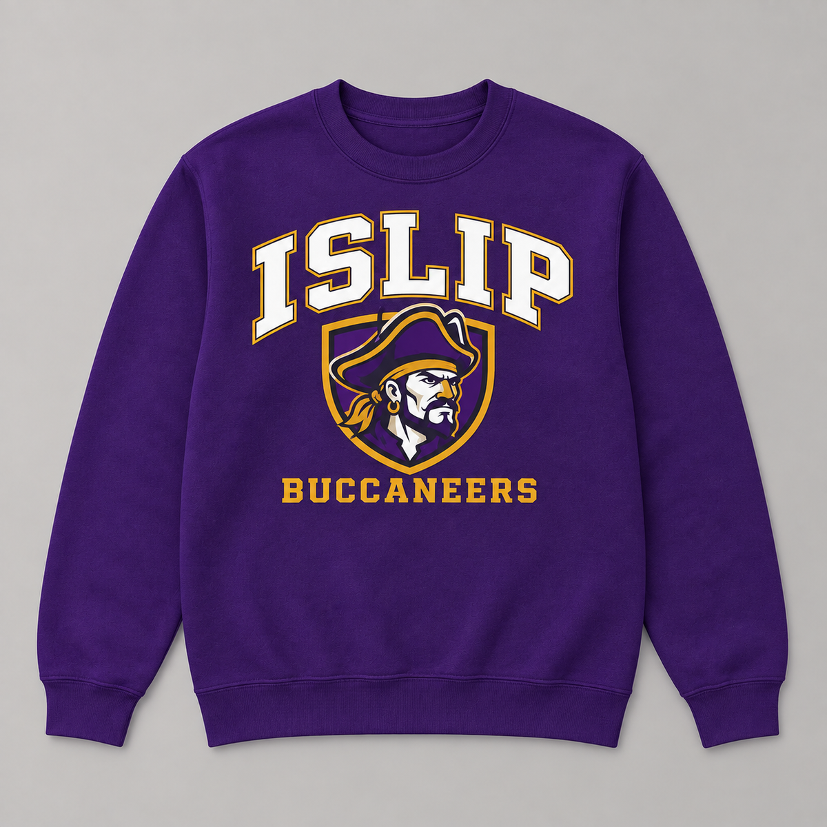Purple Islip Buccaneers Adult Captain Crest Crewneck Sweatshirt