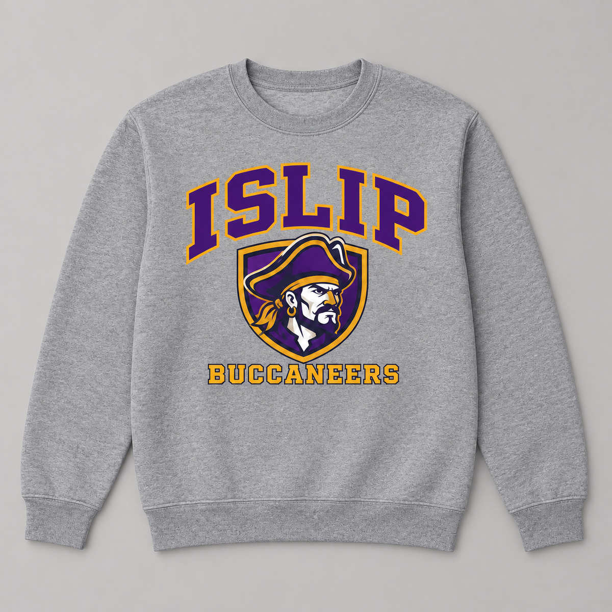Sport Grey Islip Buccaneers Adult Captain Crest Crewneck Sweatshirt