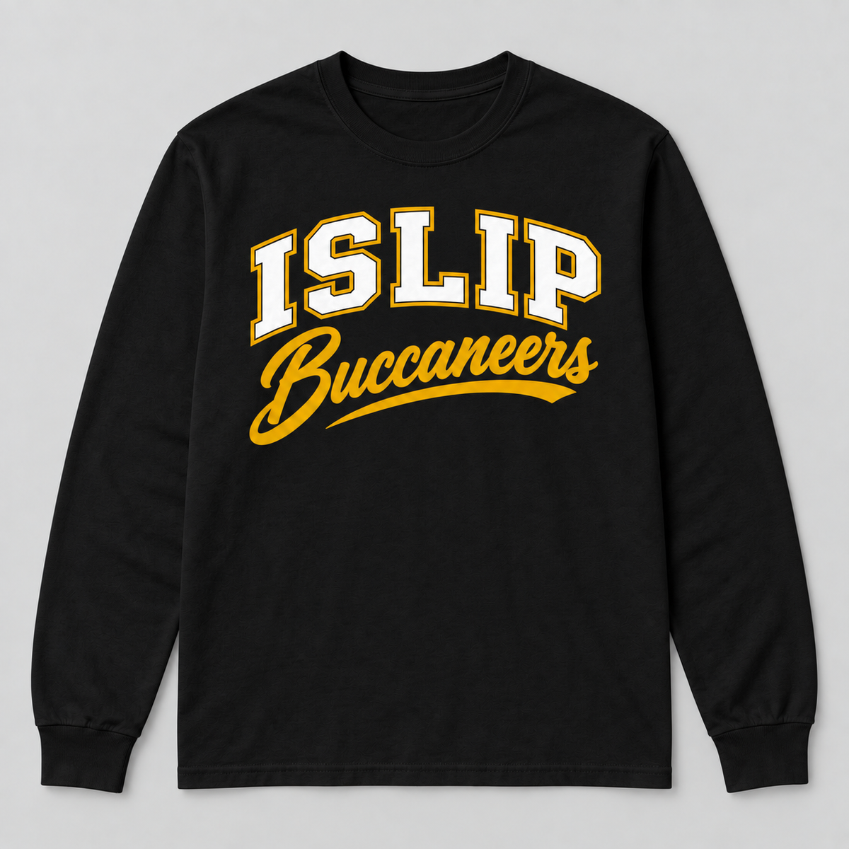 Black Islip Buccaneers Adult Varsity Script Long Sleeve Tee