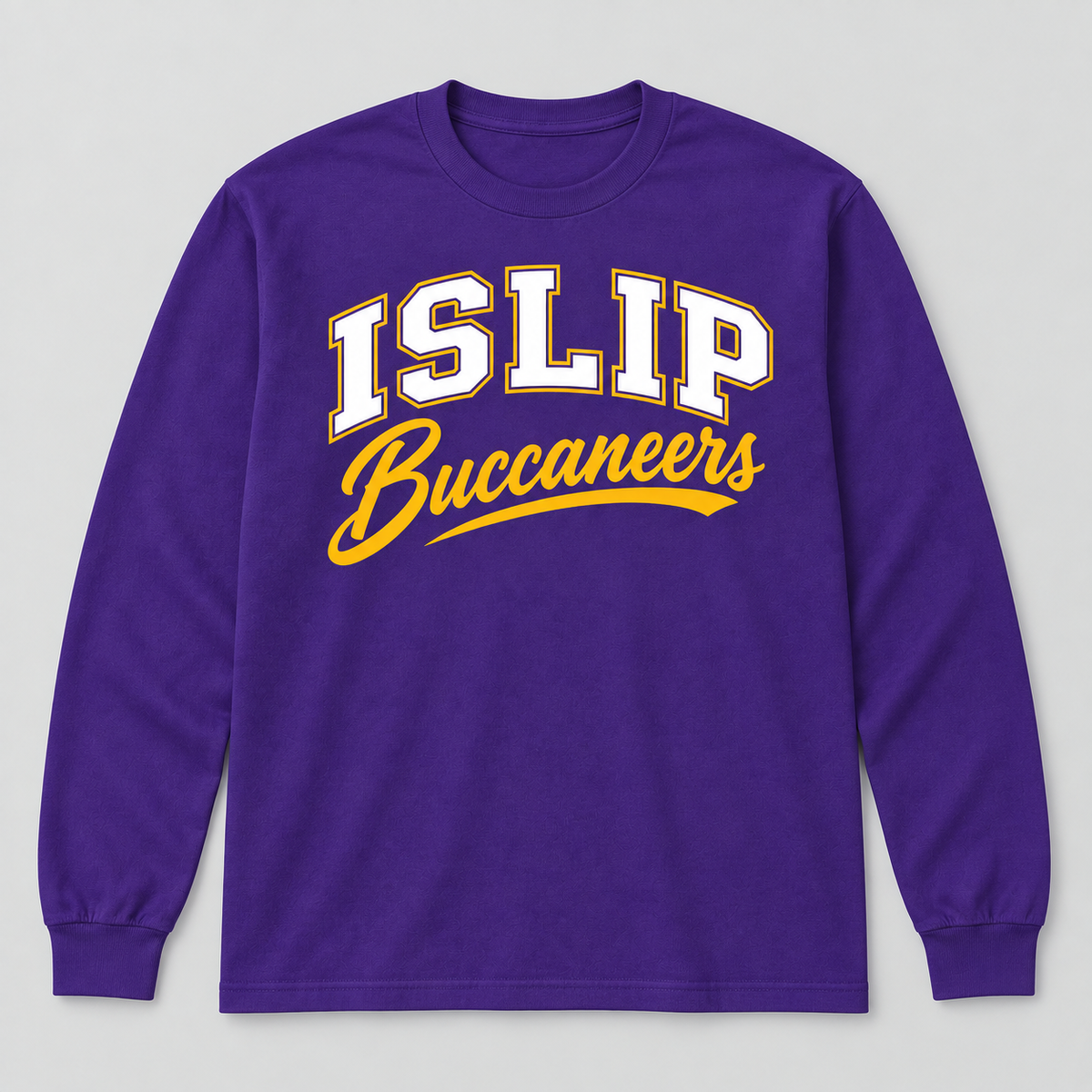 Purple Islip Buccaneers Adult Varsity Script Long Sleeve Tee