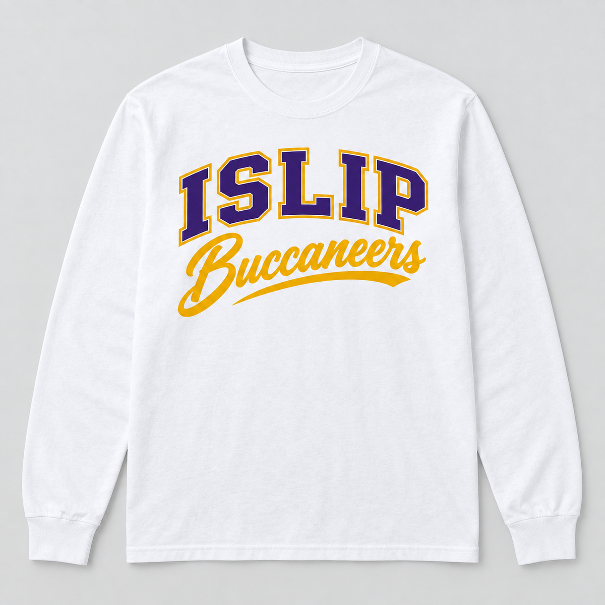White Islip Buccaneers Adult Varsity Script Long Sleeve Tee