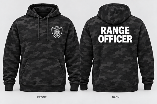 Town of Islip Range Officer Independent Trading Camo Hoodie - Black Camo / white print front and back