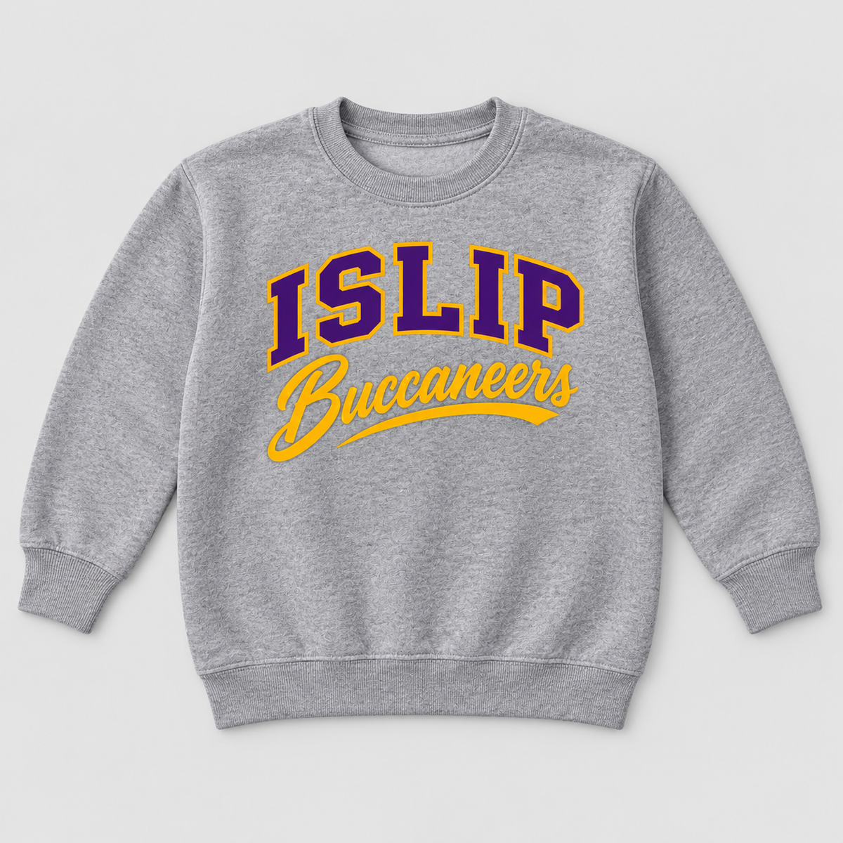 Sport Grey Islip Buccaneers Youth Varsity Script Crewneck Sweatshirt
