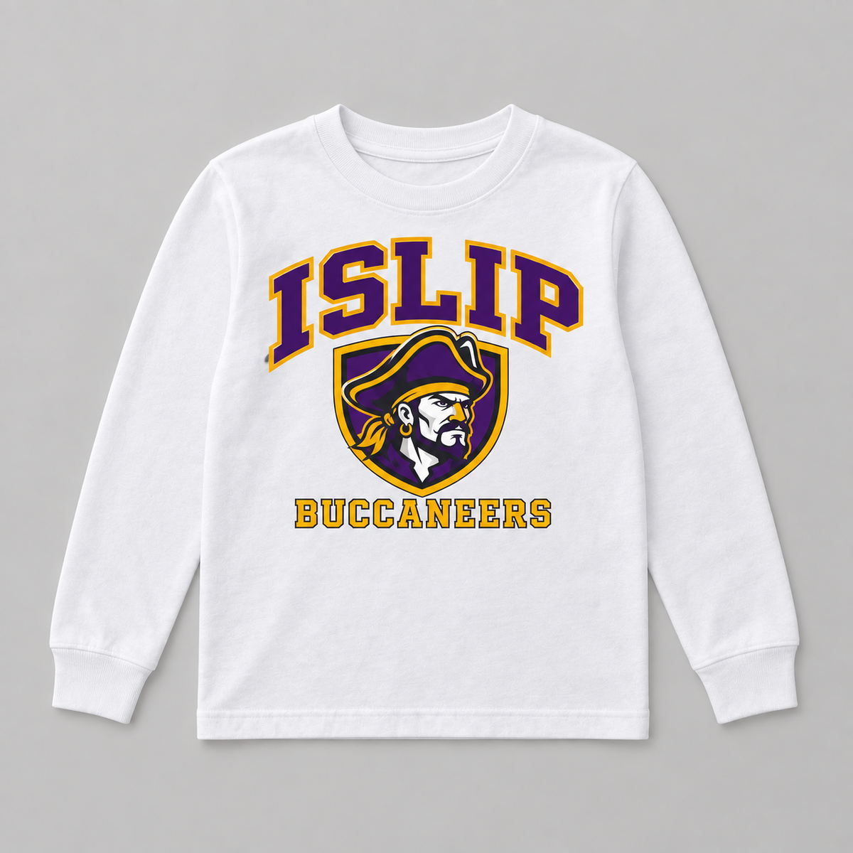 White Islip Buccaneers Youth Captain Crest Long Sleeve Tee