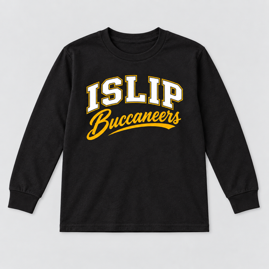 Black Islip Buccaneers Youth Varsity Script Long Sleeve Tee